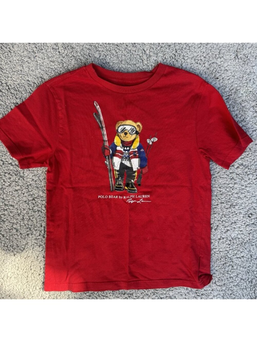 Polo Ralph Lauren Boys Ski Polo Bear Cotton T-Shirt Size M (10-12) PREOWNED